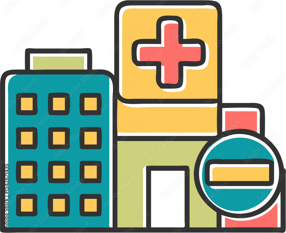 Obraz premium hospital medicine vector fill illustration