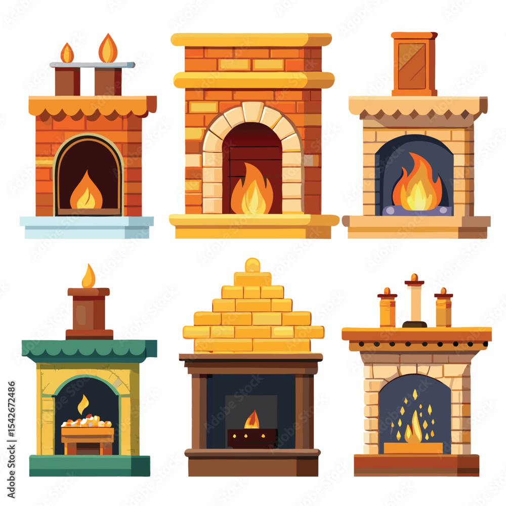 Obraz premium fireplace set isolated on white background