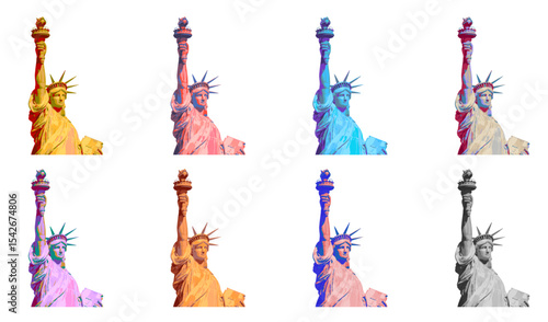 Statue of Liberty Pop Art Vector - Yellow Grunge Isolated