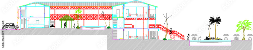 vector illustration of architectural design view facade construction of a simple traditional villa house vector illustration of architectural design view facade construction of a simple traditional villa house