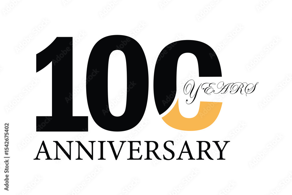 100th Anniversary Celebration Logo – Elegant and luxury Vector Icons for Milestone Celebrations in black and gold color.
