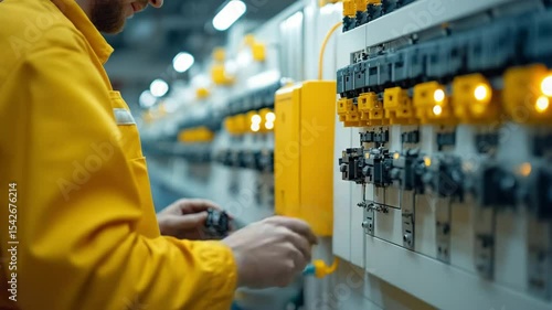 Technician Inspecting Industrial Electrical Panel