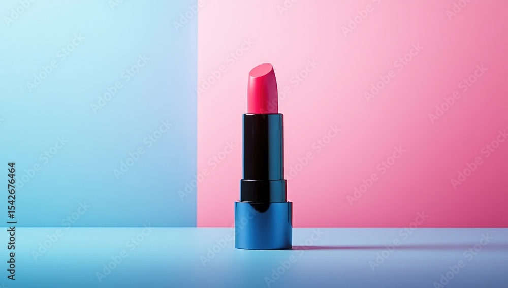 Pink lipstick on a blue background Pink lipstick on a blue background
