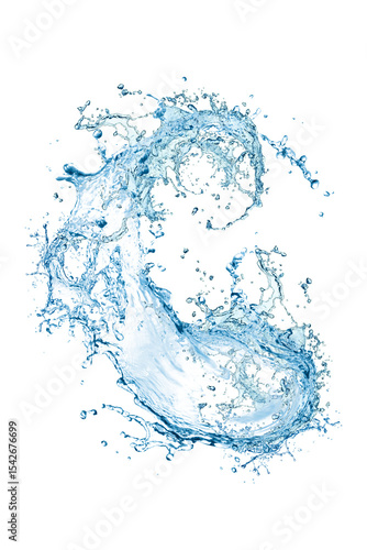 water splash isolated on white background,Water splashes and drops isolated on transparent background. Abstract background with blue water wave,png