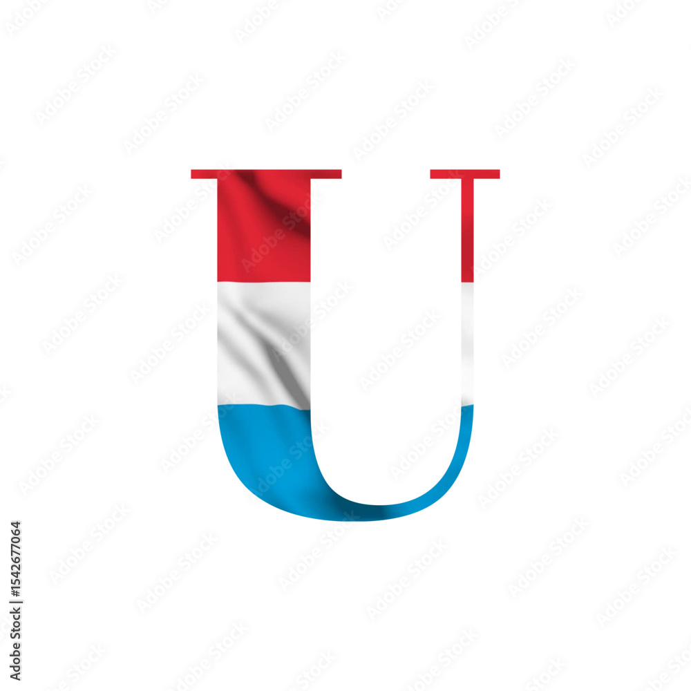 Luxembourg Flag Letter U Patriotic Design and Alphabet Illustration Luxembourg Flag Letter U Patriotic Design and Alphabet Illustration