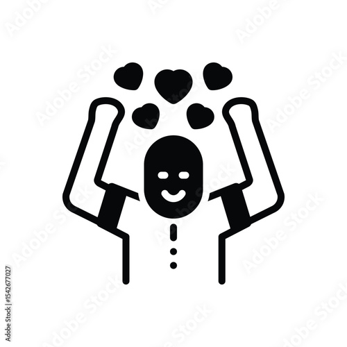 Black solid icon for happy