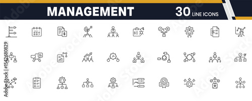 Clean and Professional Web Management Outline Icons Set for Admin, Control Panel and Settings