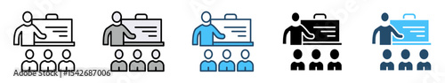Icons with various styles Student and teacher icons. Education and knowledge symbols. Vector icon collection.