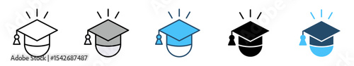 Icons with various styles Student and teacher icons. Education and knowledge symbols. Vector icon collection.