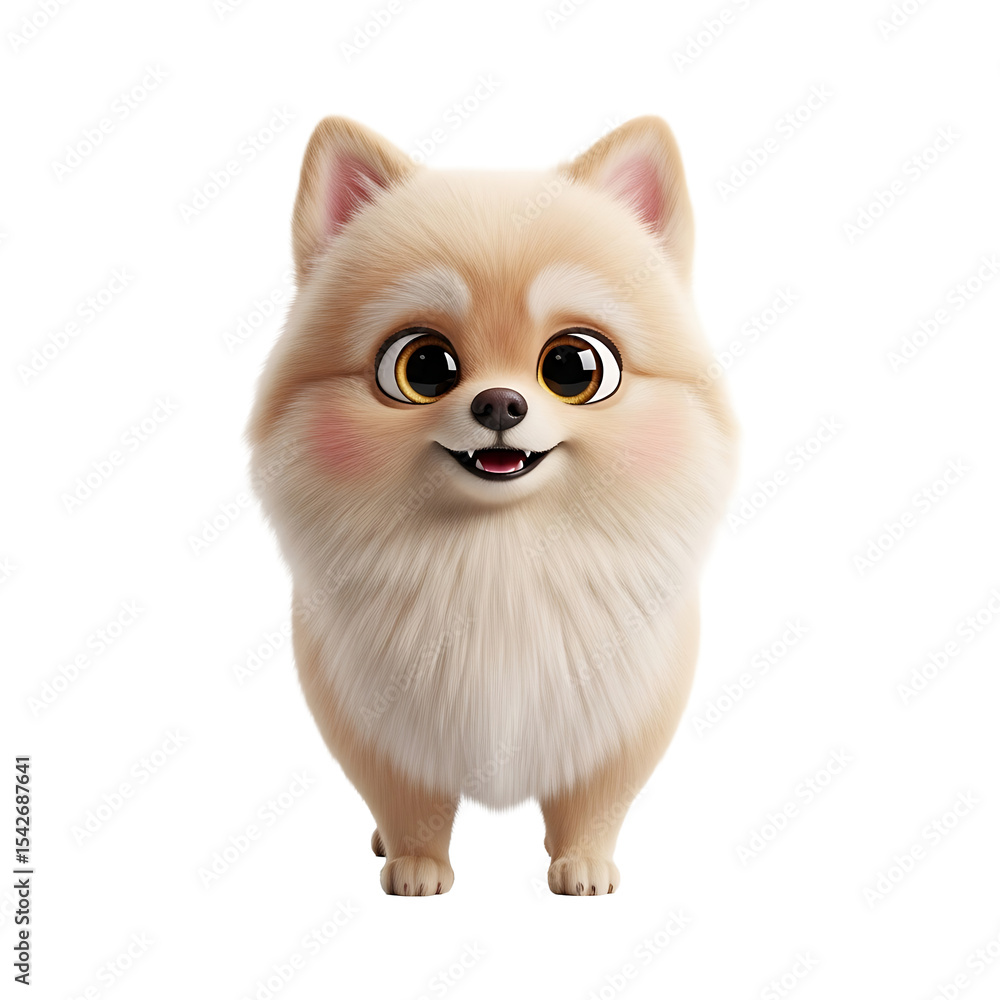 Obraz premium A charming, animated Pomeranian dog with big, expressive eyes and a happy expression.