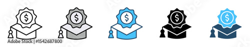 Icons with various styles Student and teacher icons. Education and knowledge symbols. Vector icon collection.