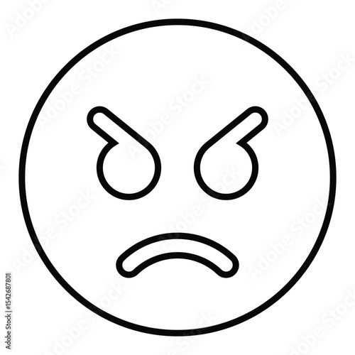 angry line icon design. angry thin black outline symbol vector illustration. editable stroke icon on transparent background.