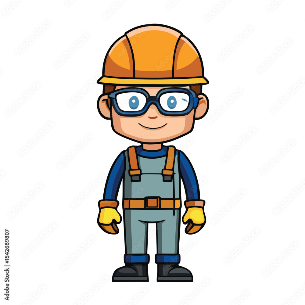 Fototapeta premium cartoon character helmet engineer vector with helmet