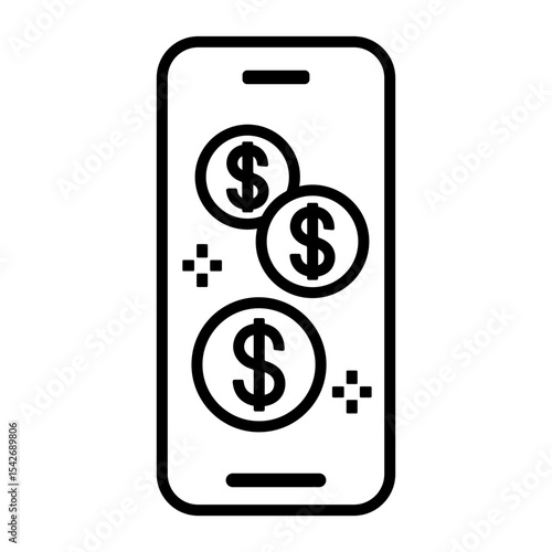 스마트폰을 활용한 수익 창출을 표현한 아이콘