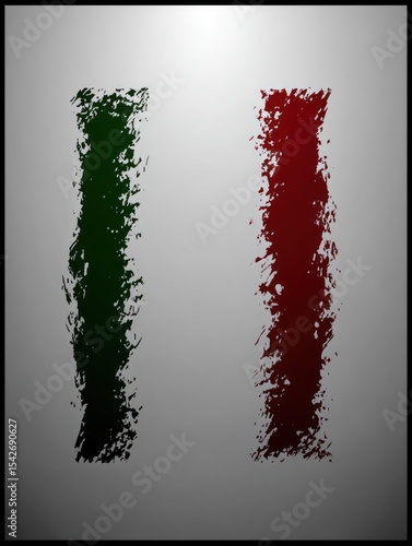 Two vertical, textured stripes in green and red