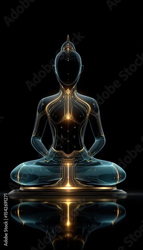 Digital Buddha in meditation