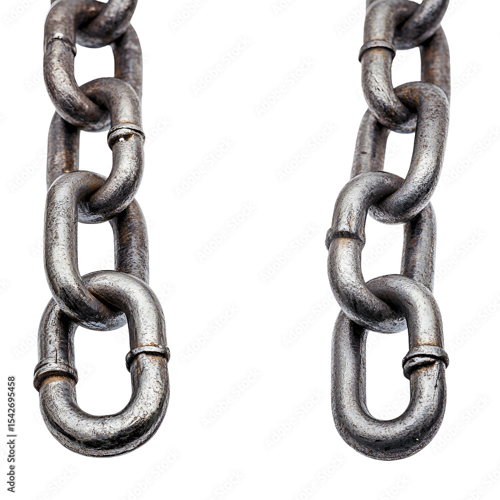 Fototapeta premium Two Rusty Metal Chains Close Up Shot Black Background