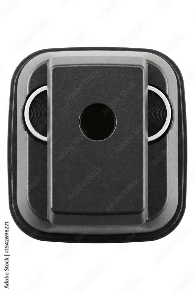 Fototapeta premium Top view of a compact robotic cleaning device isolated on a transparent background