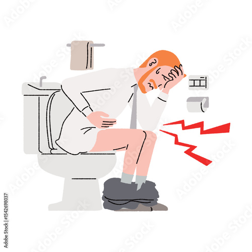 腹痛の男がトイレにいます