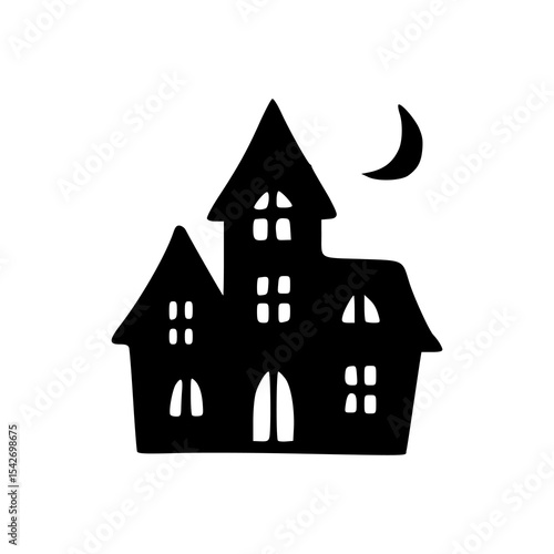 Halloween haunted house icon
