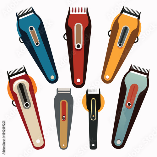 hair clippers set isolated on white background
