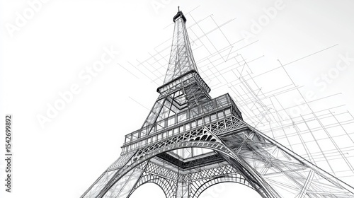 Wallpaper Mural Elegant Line Art of European Tower with Subtle Curves in High Fidelity Design Torontodigital.ca