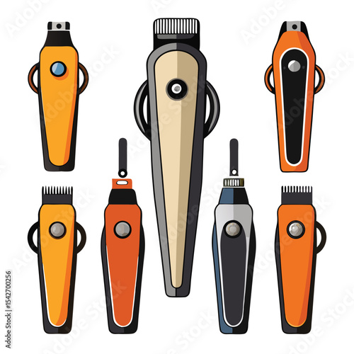 hair clippers set isolated on white background