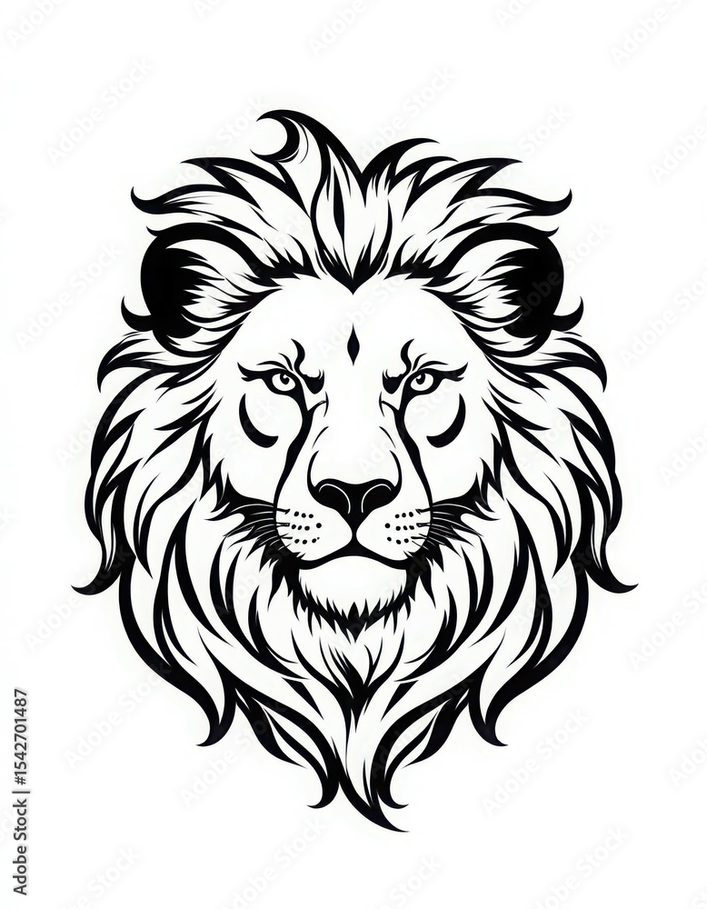 Fototapeta premium Detailed monochrome lion head design