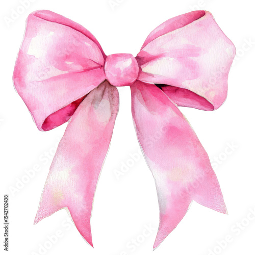 Watercolor clipart of pink bow 