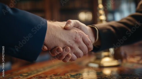Lawyer and Client Handshake Partnership and Trust