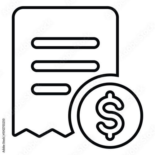 bill line icon design. bill thin black outline symbol vector illustration. editable stroke icon on transparent background.