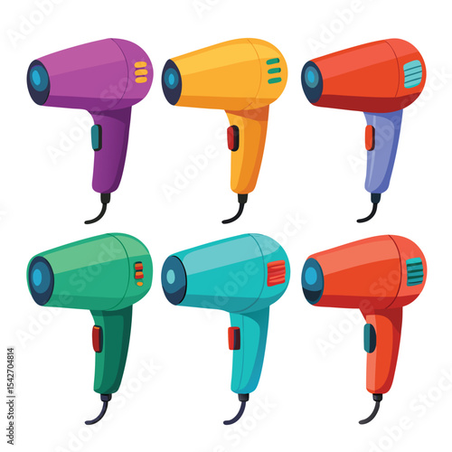 hair dryer set isolated on white background