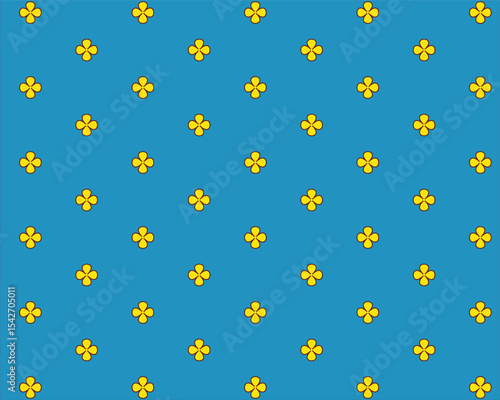 Seamless Simple Yellow Flower Pattern on Blue Background