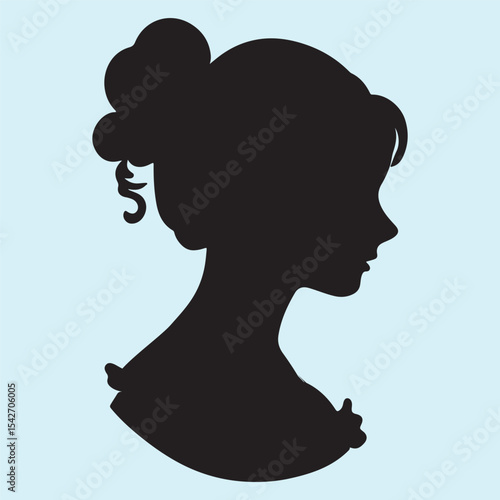 Antique Cameo Silhouette ,Ornate Portrait Vector Clipart for Crafts