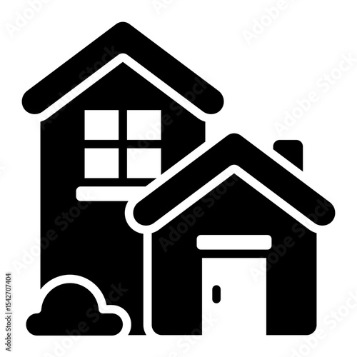 multiple houses glyph icon for residential living area