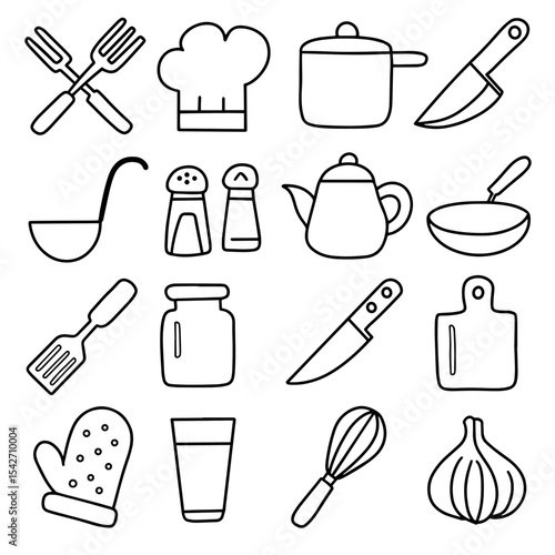 Cooking tools collection vector set.eps