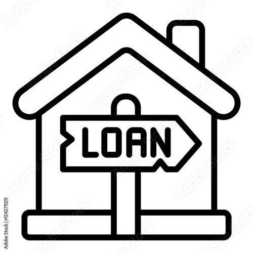 loan sign outline icon for mortgage house finance