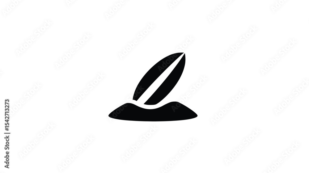 Surfboard Icon: Minimalist Beach Design Element Surfboard Icon: Minimalist Beach Design Element