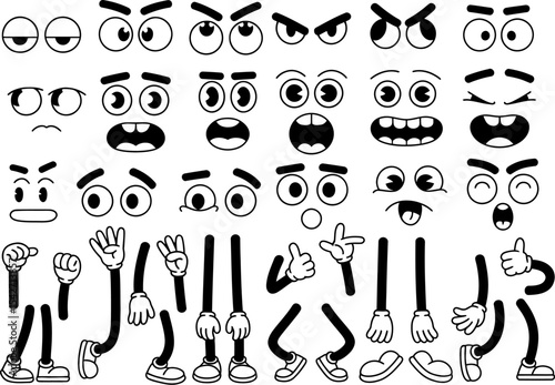 Cartoon character vector design elements for animation and illustration assets pack for designers editable stock vector illustration