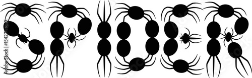 Spider arachnid halloween creepy insect scary design typography black and white illustration art 100 editable stock vector illustration