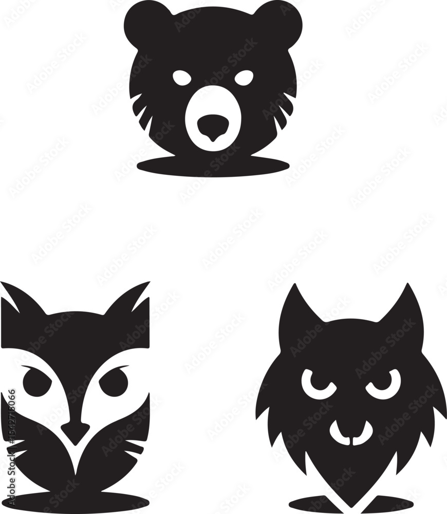 Fototapeta premium Cow silhouette vector set, black cow icon vector bundle