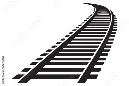 Railroad Tracks Illustration Perspective View Transportation and Travel Infrastructure