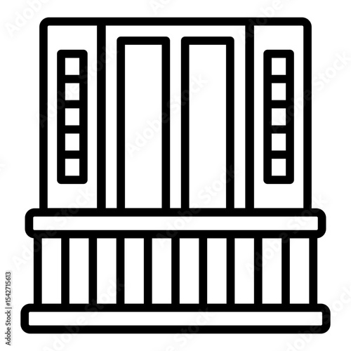 triple window balcony outline icon for spacious apartment facade