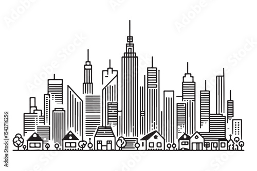 Urban landscape detailed city skyline vector illustration for design