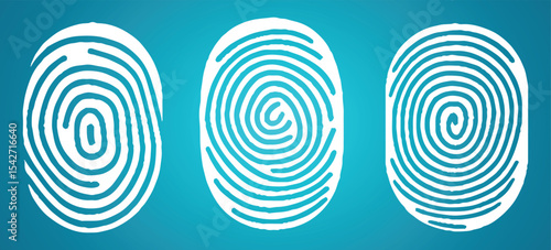 Digital vector fingerprint scan icons in 3 different sizes of thickness