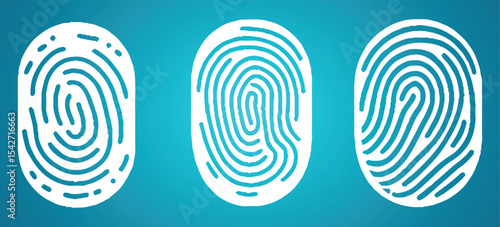 Digital vector fingerprint scan icons in 3 different sizes of thickness