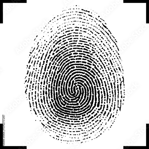 Finger scan concept vector illustration. Fingerprint security identification via digital biometric sensor. 