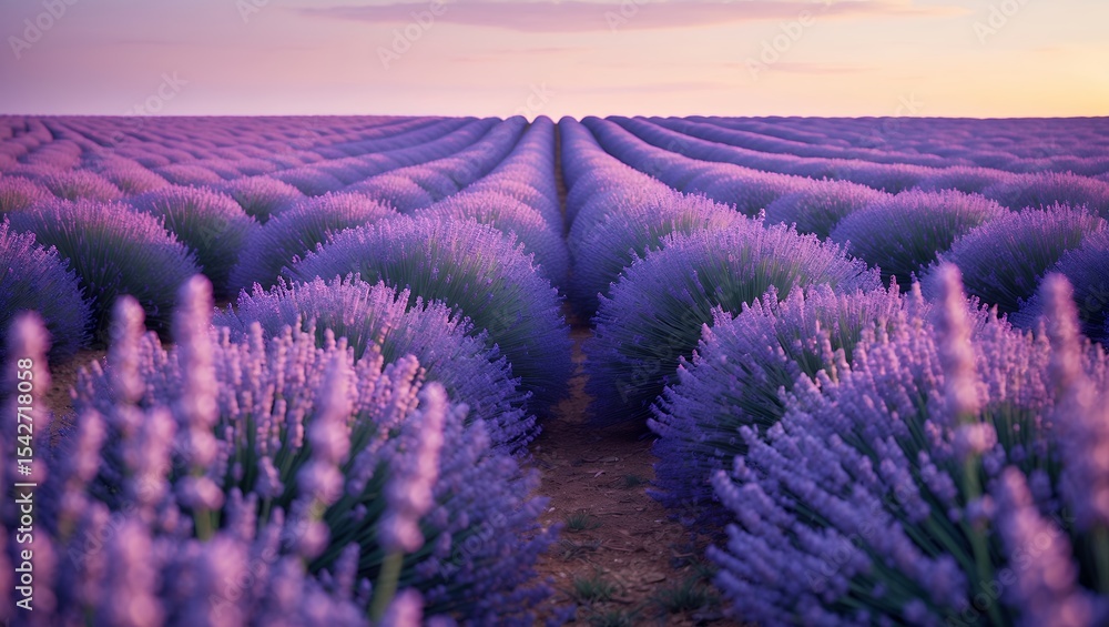 Obraz premium Blooming Lavender Field at Dusk in Provence Style Landscape