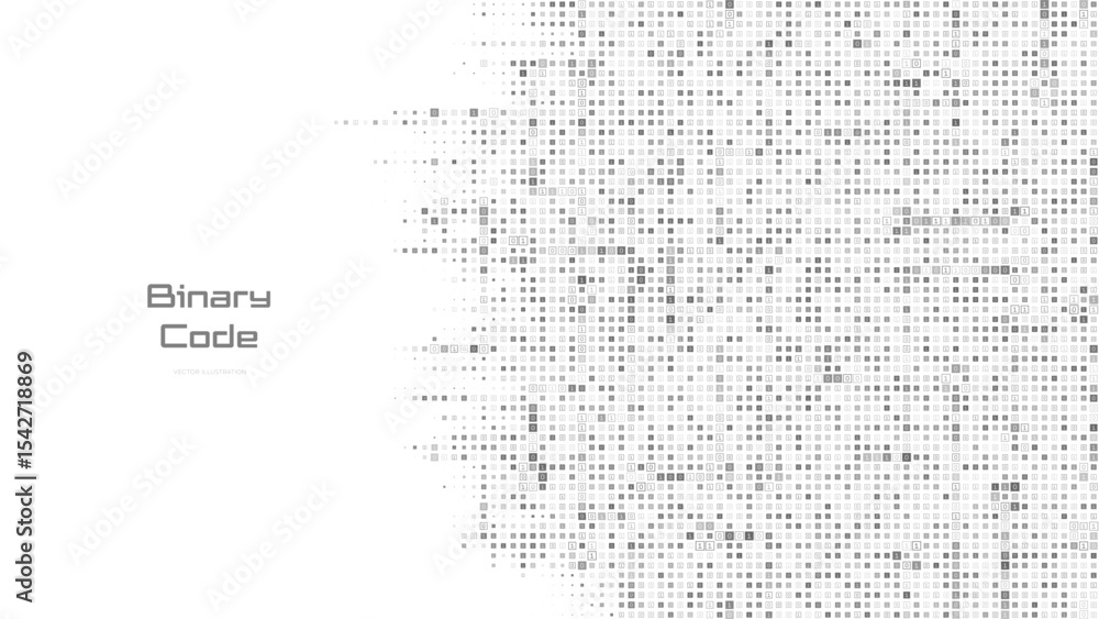 Binary code background. Background of binary code with digits 1 and 0. Digital binary data and streaming digital code. Coding Software Programming code technology background. Vector illustration.