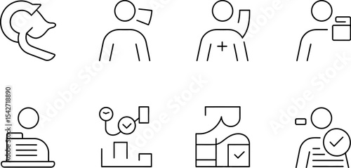 Business process management workflow automation icons set vector illustration outline style symbols editable stock vector illustration